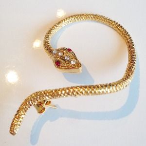 Snake ear wrap gold with rhinestone