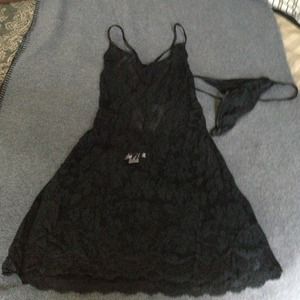 Black nightie with matching thong