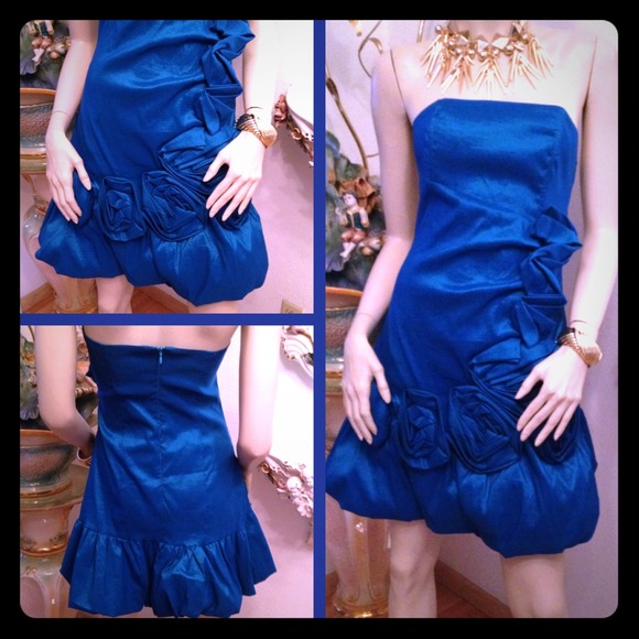 Electric Blue/Green 3D Floral with a Balloon Skirt