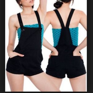 American apparel black overall shorts