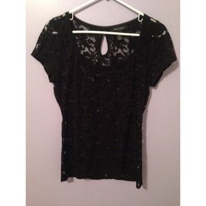 Black Floral Lace Top