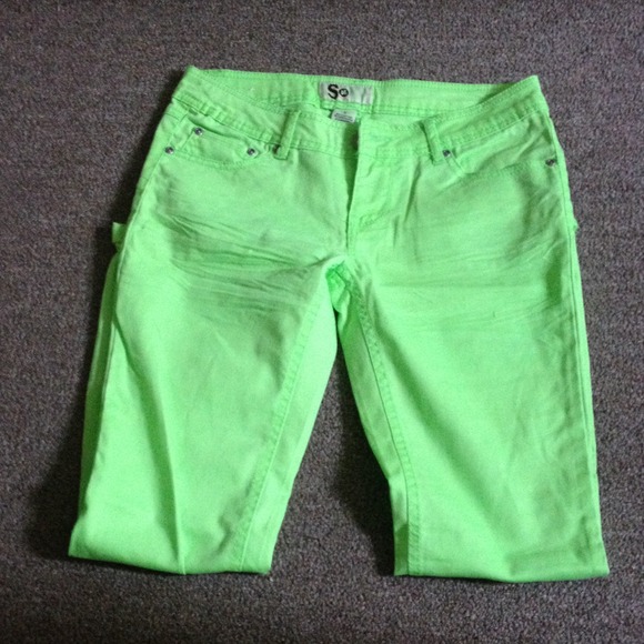 Green ankle skinny jeans