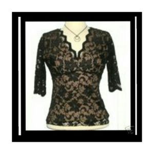 Black lace and nude lining top