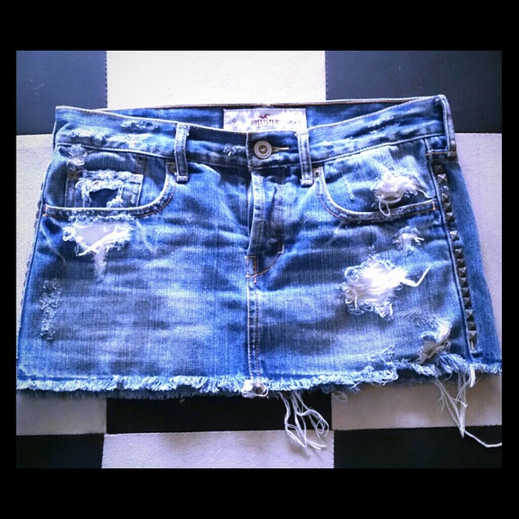 Hollister Distressed Denim Mini Skirt