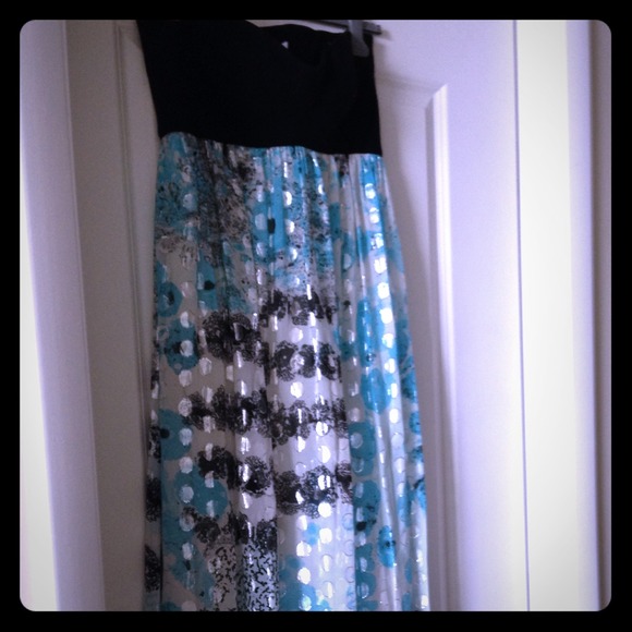 DVF Asti silver Met Dot Maxi Dress size 12