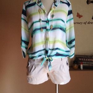 Dressy tan shorts and white shorts