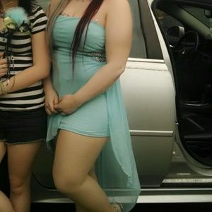 Baby Blue High Low Prom Dress