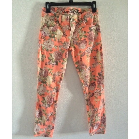 Floral skinny jeans