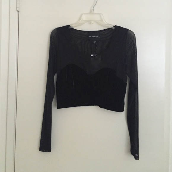 MINKPINK Velvet Black Crop Top