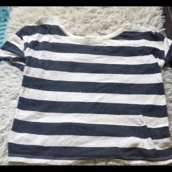 F21 cropped striped shirt w/ lace back