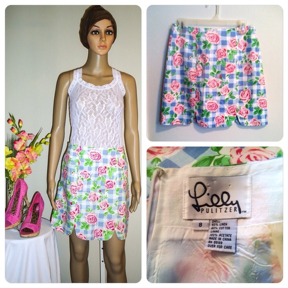 Lilly Pulitzer Dresses & Skirts - 💲⬇️Lilly Pulitzer Checks & Roses Skirt