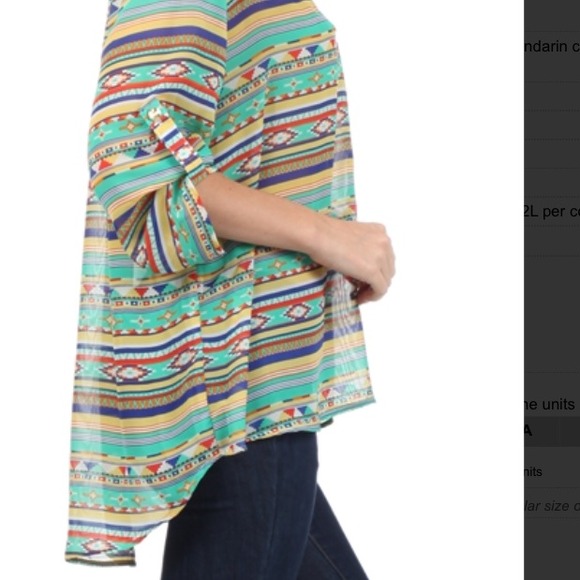 SALE!! NWT High-Low 3/4 Gold Detail Sleeve S M L - Picture 4 of 4