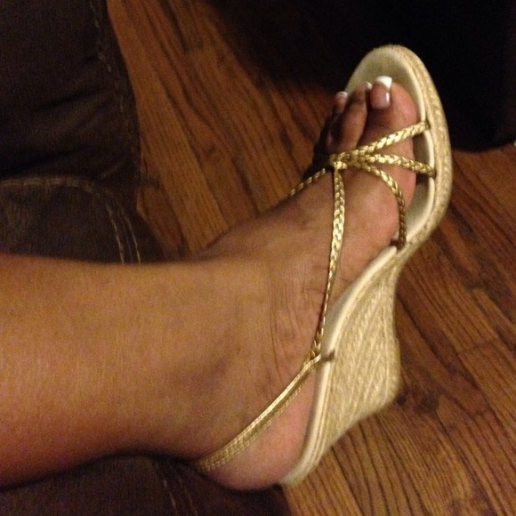 Banana Republic Gold Wedge Sandal