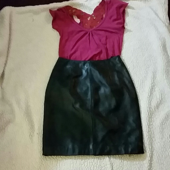 Genuine leather mini skirt
