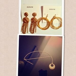 Alfani Gold Tone Earrings And Necklace