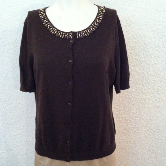 Brown top cardigan short sleeve