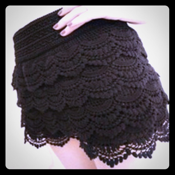 Crochet Lace Black Shorts