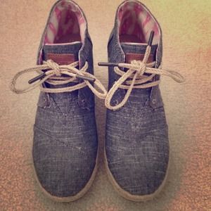 Toms Chambray Bootie Wedges size 5.5