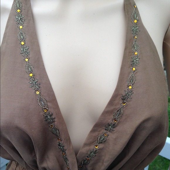 Open-Back Embellished Halter Top - Picture 2 of 4