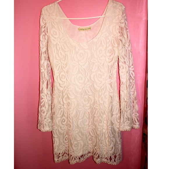 Staring At Stars Lace Bell Sleeve Dress