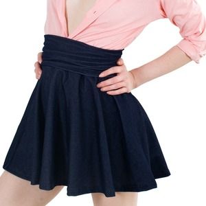 NWOT High Waist Skater Skirt in Faux Dark Denim