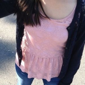 Zara Pink Lace Peplum Top