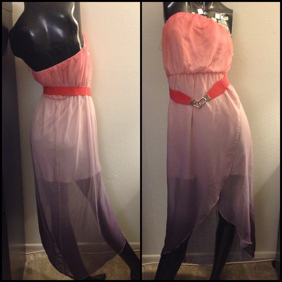 Ombré high low maxi with belt - Picture 1 of 1