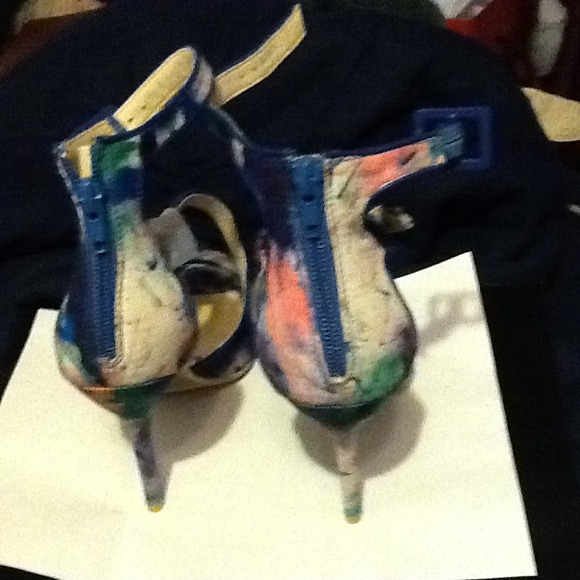 Multi-Colored Peep Toe Heels - Picture 3 of 4