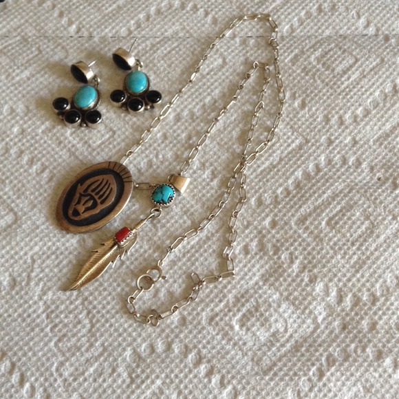 Sterling silver American Indian tribal necklace