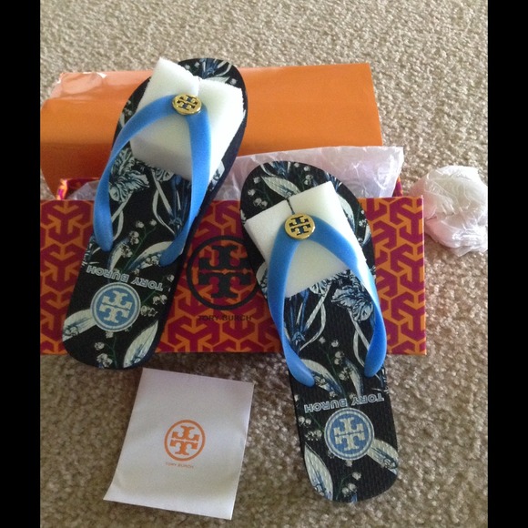 Shipped - Tory burch blue flip flops