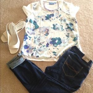 Cream Leather Wedge Slingbacks