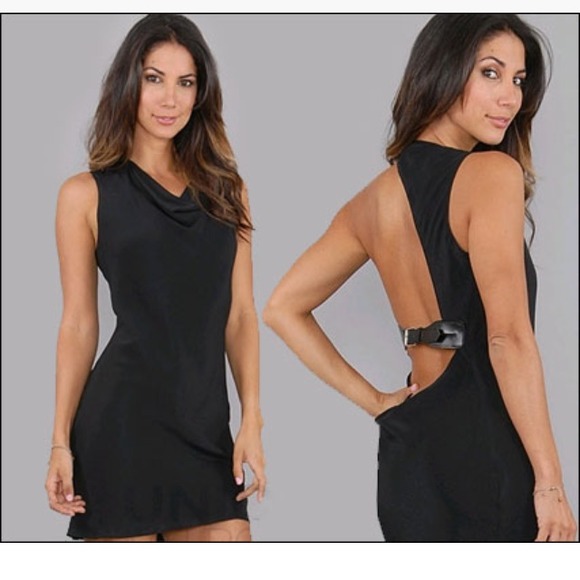 Boulee BLACK "Carrie" Backless Buckle Dress