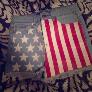 High wasted American flag shorts