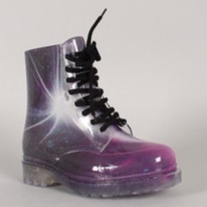 👽BNIB 🎉 Transparent Galaxy Print Rainboots