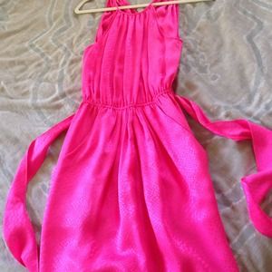 Bright pink silk dress with pockets