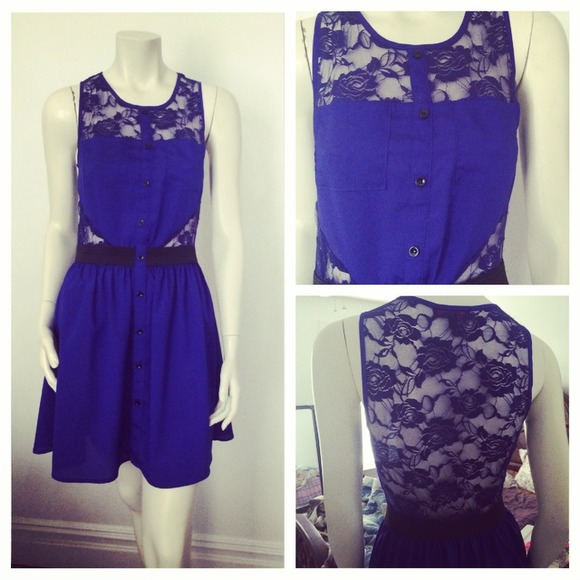 Material Girl Sleeveless Lace Dress in Blue 💙👗