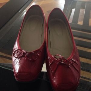 Geox Respira red leather flats.