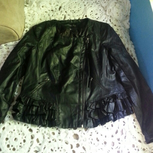 Ruffled leather jacket