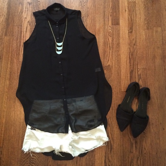 ***sold*** Top shop black sheer high low tank