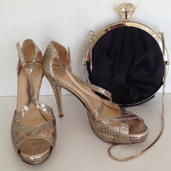 Kate Spade Gold Snake Skin Platform Heels Sz 9!!!