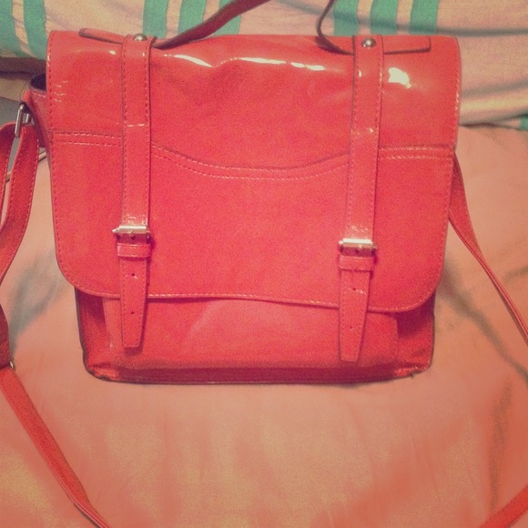 Orange Leather Crossbody Bag