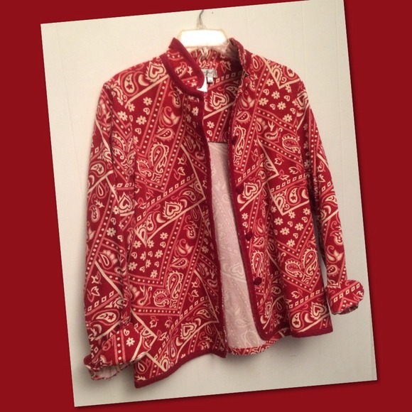 COLDWATER CREEK RED & WHITE UNLINED SUMMER JACKET - Picture 1 of 4