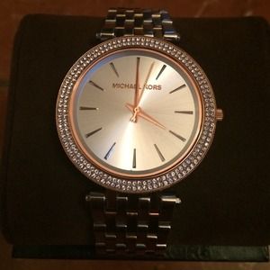 MICHAEL KORS TRI-TONE PAVÉ CRYSTAL WATCH
