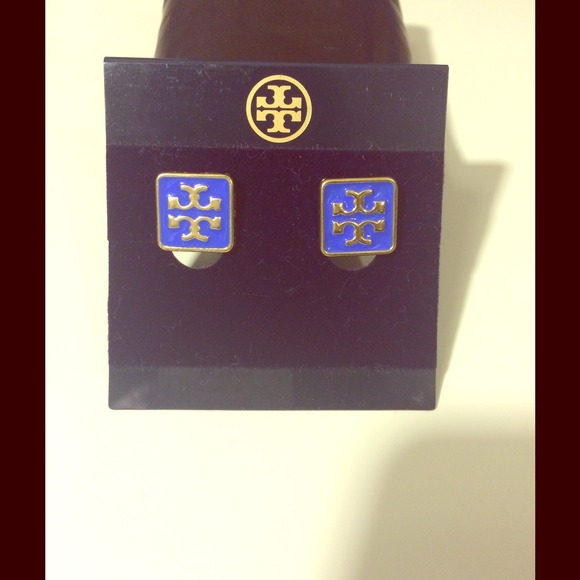 💢SOLD💢 Tory Burch Enamel Blue Square Earrings