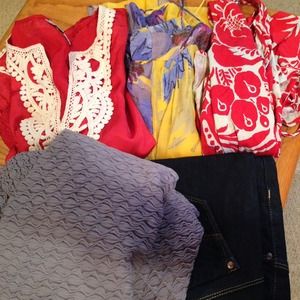 BUNDLE- 2 dvf tops, org top, grey dress, ck jeans