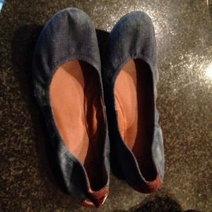 Denim ballerina flats