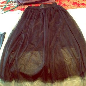 Black tulle midi skirt
