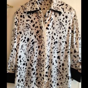 Beautiful Escada Silk Dalmatian Print Blouse