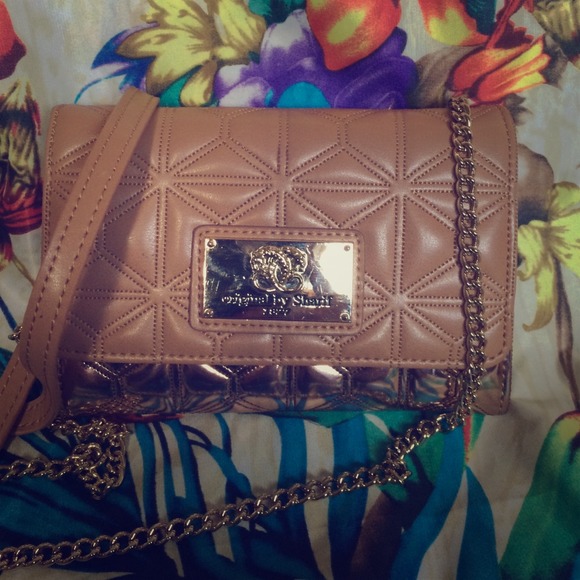 Sharif mixed media wallet on a chain crossbody