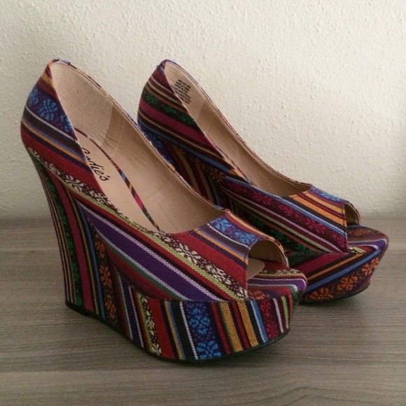 Candie's multicolor wedges, worn once!
